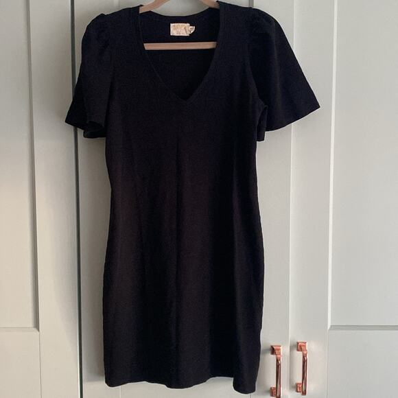 Nation LTD Mallory T-shirt flutter sleeve mini dress in jet black sz S - Picture 4 of 9